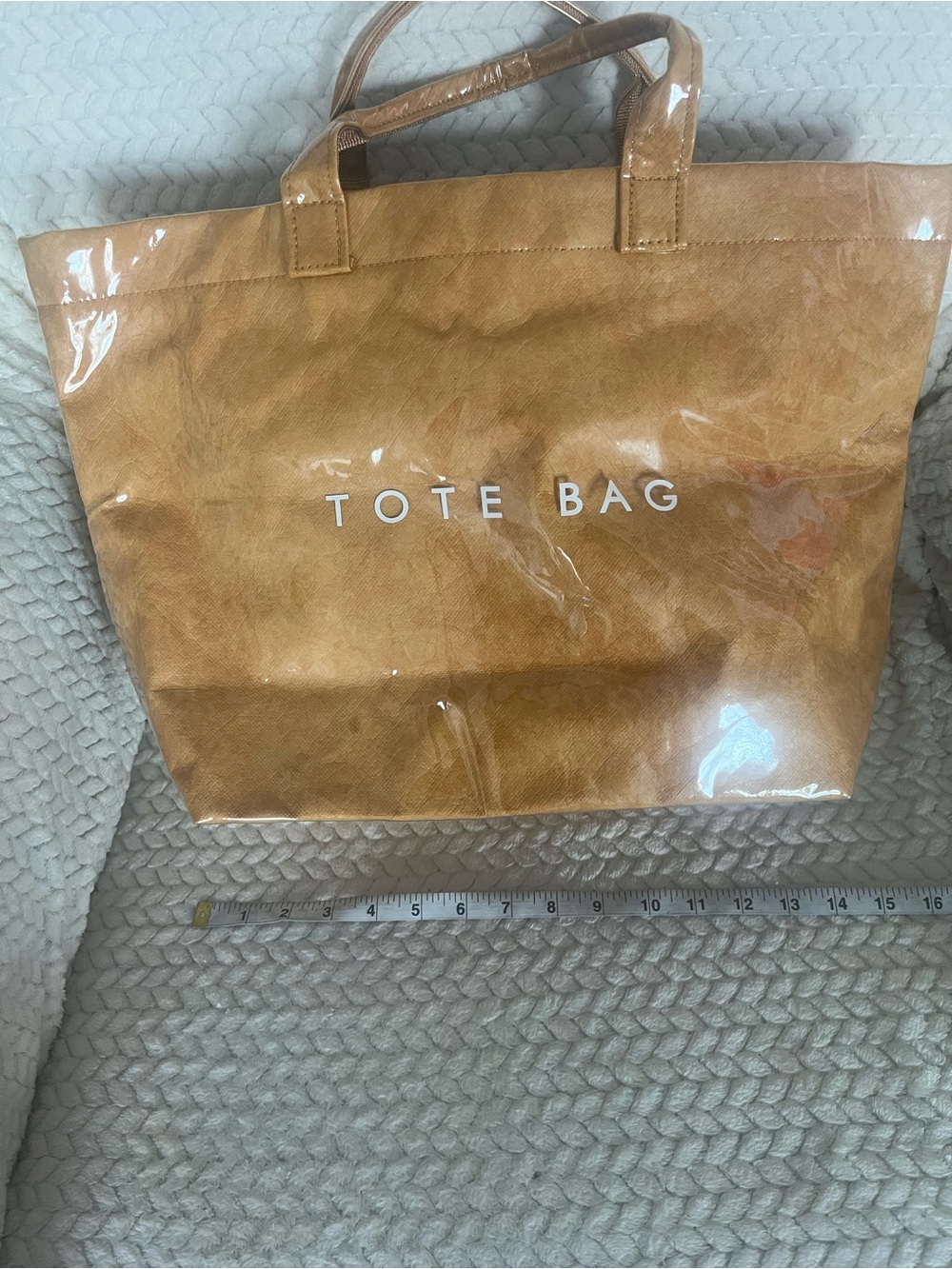 Tote Bag  Leather-Look Tote in Tan - Picture 2 of 11